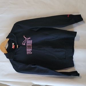 Puma black spellout logo full zip sweater size medium